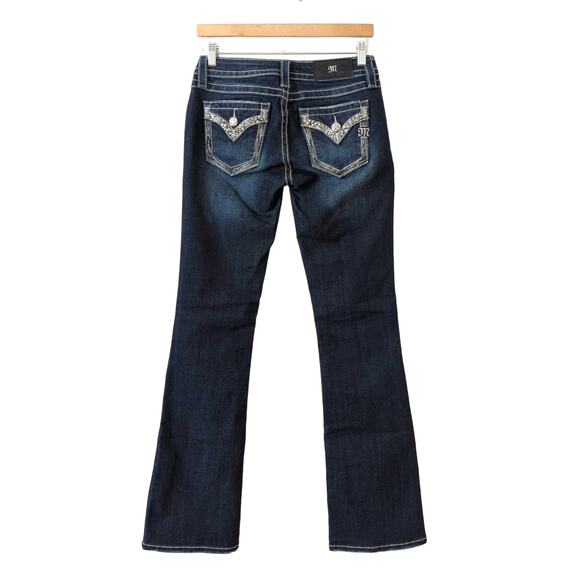 Miss Me Women's Denim Jeans 27 Bootcut Flap Pockets Western Cowgirl Embellished - Picture 1 of 9